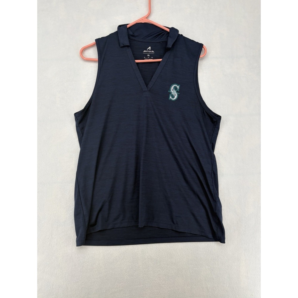 Antigua Seattle Mariners Layout Sleeveless Polo Heather Navy